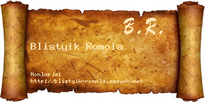 Blistyik Romola névjegykártya